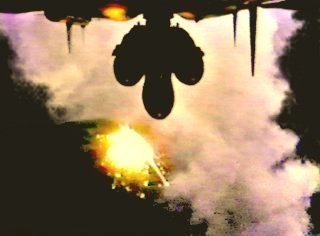 Napalm bomb run.