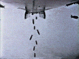 B-52 dropping Bombs over Hanoi Vietnam.