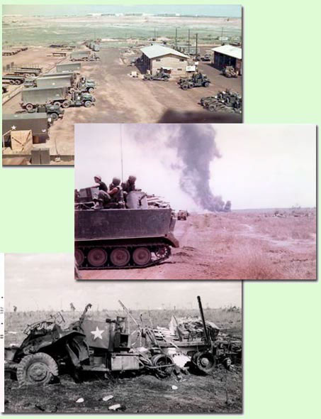 1) 397th T.C. Motor Pool, USARV; 2) Ambush! 3) Battle Damage.