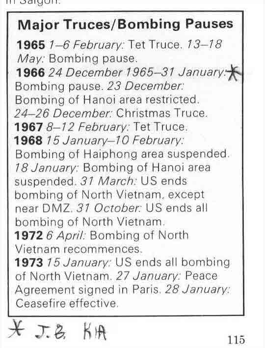Major Truces/Bombing Pauses, 1965-1973