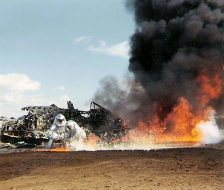 Photo: Practice fire fighting, George AFB.