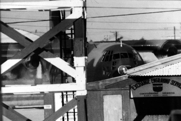 7. Da Nang AB, 366th TFW: C-130 Rev-ved up and ready to taxi-take-off. 1969-1970. [Photo by Ed Burchard].