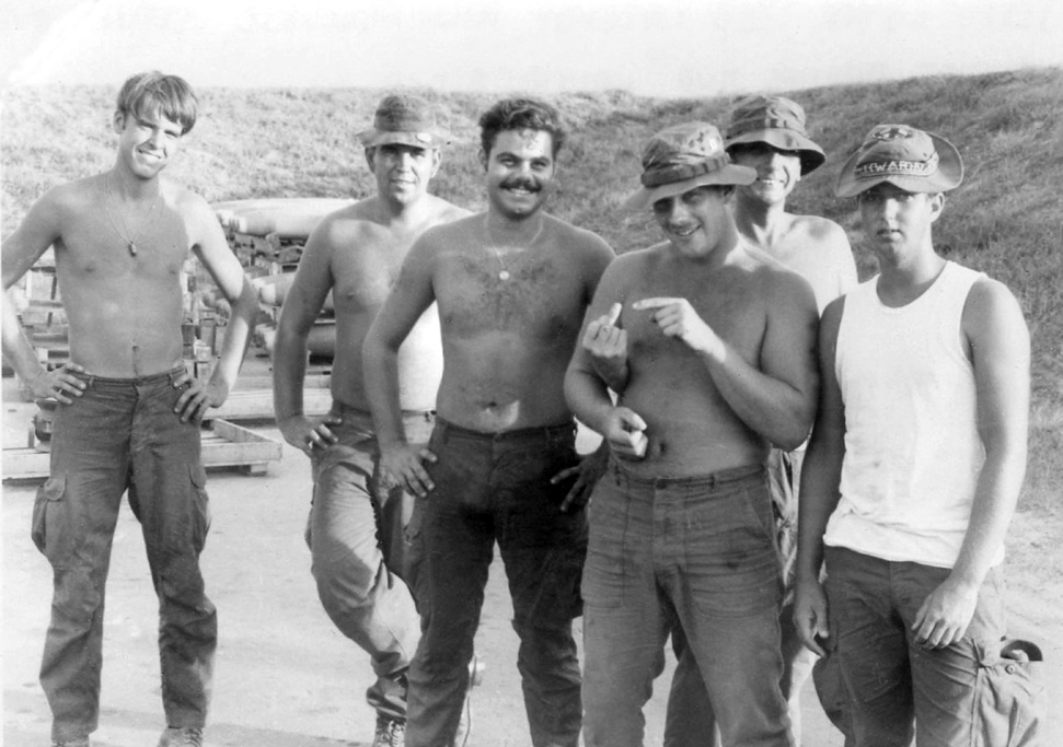 9. Da Nang AB: Jerry Weyer,Ted Lazenby, Rich Marchese, Steve Love, Charlie Phillips, and Vaugh Blackwell. 1971. [Photos by Ken Frick].