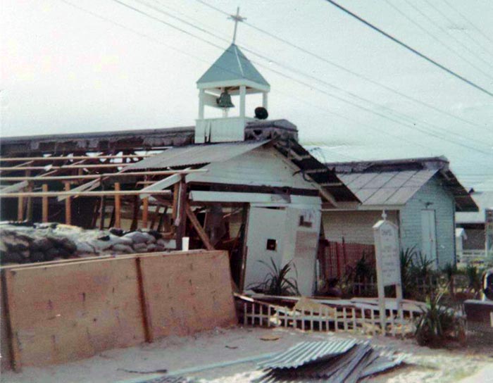 18. Cam Ranh Bay AB: US Army 6th Convalescent Hospital and chapel damage by Sapper Attack! 1969. [Peter Halferty photo].
