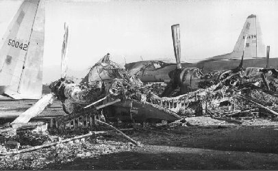 C-130 debris, sapper attack/Photo by Fred Reiling, LTC, USAF (Ret)