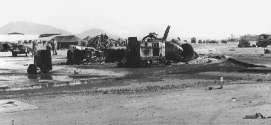 F102 debris, sapper attack/Photo by Fred Reiling, LTC, USAF (Ret)