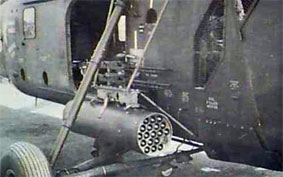 tk-1 rocketpod and 2 m-60 machineguns on the crewchief side of an hmm365 uh-34d