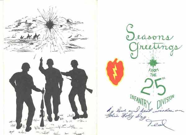 Vietnam Christmas Card: Seasons Greetings, From the 25th Infantry Division.