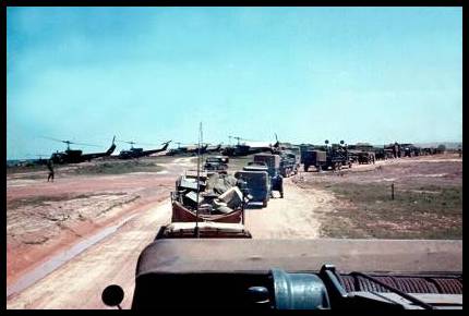 RESUPPLY CONVOY ENTERING DONGHA FROM PHU BAI 1966