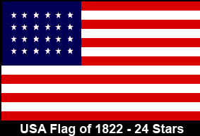 USA Flag of 1822. 24 Stars. State Admitted: Missouri.