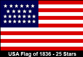 USA Flag of 1836. 25 Stars. State Admitted: Arkansas.