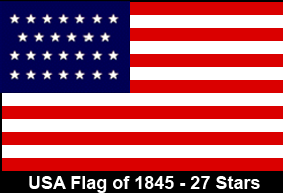 USA Flag of 1845. 27 Stars. State Admitted: Florida.