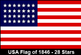 USA Flag of 1846. 28 Stars. State Admitted: Texas.