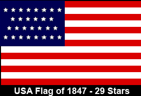 USA Flag of 1847. 29 Stars. State Admitted: Iowa.