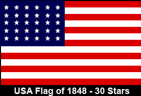 USA Flag of 1848. 30 Stars. State Admitte: Wisconsin.