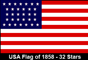 USA Flag of 1858. 32 Stars. State Admitted: Minnesota.