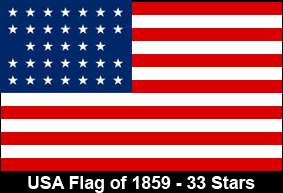 USA Flag of 1861. 34 Stars. State Admitted: Kansas.