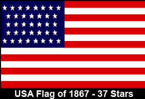 USA Flag of 1867. 37 Stars.