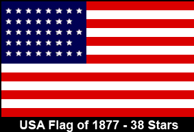 USA Flag of 1877. 38 Stars.