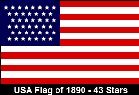 USA Flag of 1890. 43 Stars.