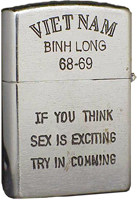 Zippo: (Front) Viet Nam, Binh Long. If you think