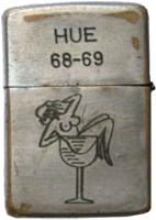 Zippo: (Back) HUE (Nude girl in a glass) 1968-1969