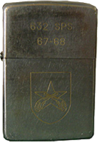 Zippo: (Front) 632nd SPS, QC Patch, Crossed Pistols, 1967-1968