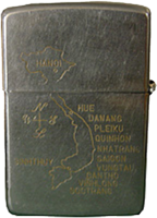 Zippo: (Front) [Map N/S Vietnam]