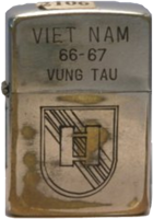 Zippo: (Front) Viet Nam 1966-1967 Vung Tau (Captains bars)