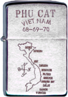 Zippo: (Front) JOHN T. GALINAC, (Map RVN) Phu Cat, 37th SPS, 1968-1969-1970