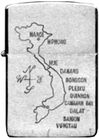 Zippo: (Front) [Map N/S VIETNAM]