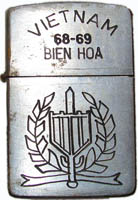 Zippo: (Front) VIETNAM, BIEN HOA 1968-1969