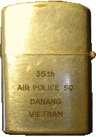 Zippo: (Front) (Back) Al Mandley, 35th Air Police Squadron, DA NANG AB, 1966.