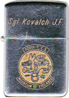 Zippo: (Front) SGT KOVATCH J.F. (John), VIETNAM , 620th TCS, Mountain of Vigilance, 1966 to Nov 1967