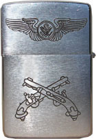 Zippo: (Front) USAF Military Wings, and Crossed Pistols.Johnston, Dennis H., Tuy Hoa, 31st SPS, 1966-1967.
