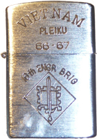 Zippo: (Front) VIETNAM, PLEIKU, 16th Engr. Brig., 1966-1967, submitted by, Kieran Morley, German Merchant Marine.