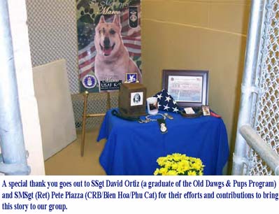 Memorial Table for K-9 MWD Marco.